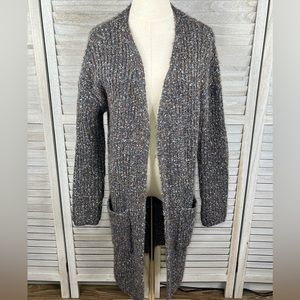 UNIVERSAL THREAD Women's Long Open Front Cozy Cardigan Gray w Multi Flecks-Small